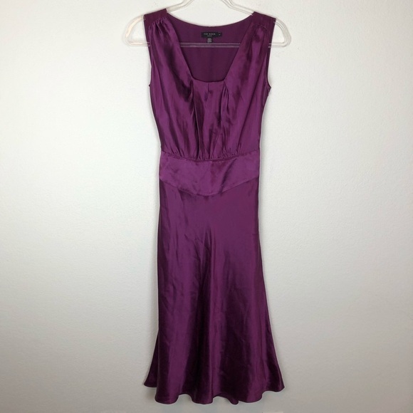 Ted Baker Loretta Silk Midi Dress Purple Tie Back 1 Small - Picture 1 of 8